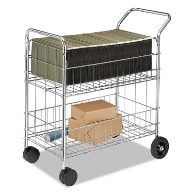 Chrome-Plated Steel Wire Mail Cart with Adjustable Guides
