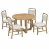 CAVINAS Round Dining Table Set for 4 Retro Dining Set with Radial Wood Grain Design and 4 Chairs for Kitchen - 2 of 4
