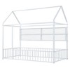 CAVINAS Twin/Full Size House Platform Bed Frame with Fence&Shelves,Metal Floor Bed for Kids Room,Bedroom - 3 of 4