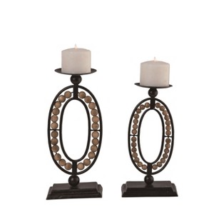 VIP Metal 12.99 in. Black Candle Holder Set of 2 - 1 of 2