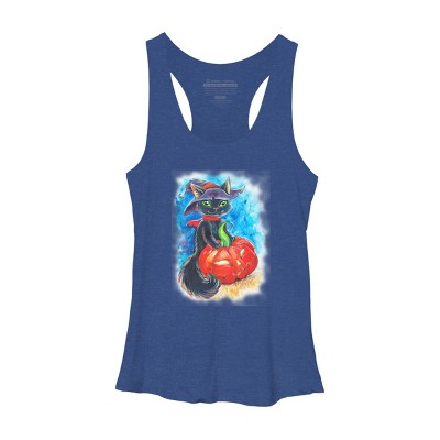 Women's Design By Humans halloween. the witch cat By POLINART Racerback Tank Top