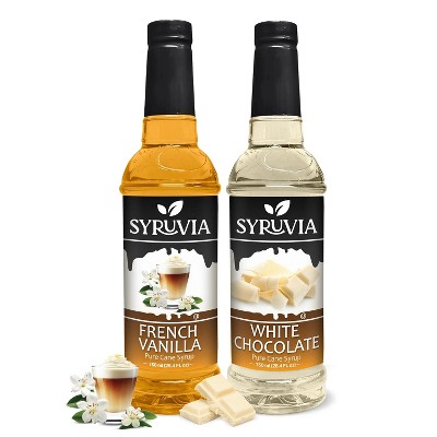 Syruvia Coffee Flavors Variety Pack: French Vanilla & White Chocolate 25.4 fl oz Syrup