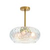 Rennnsan Alaxe 14 in. 3-Light Modern Gold Ceiling Light Drum Iridescent Water Ripple Glass Semi-Flush Mount Light - 3 of 4