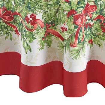 Holly Traditions Holiday Tablecloth - Red/Green - Elrene Home Fashions