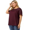 Agnes Orinda Women's Plus Size Contrast Panel Dots Lace Summer Short Sleeve Blouses - 4 of 4