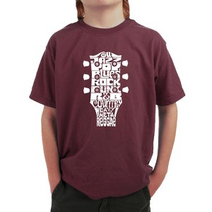 LA Pop Art Boy's Word Art T-shirt - Guitar Head Music Genres - 1 of 4