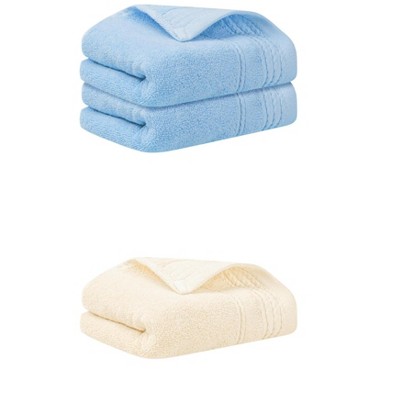 REGALWOVEN 3 Pack Solid Striped Soft Absorbent Bathroom Hand Towels for Hand, Face 14" x 30"