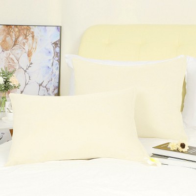 2 Pcs King 20"x36" 1800 Series Soft Brushed Microfiber Soft Pillowcase Cream  - PiccoCasa