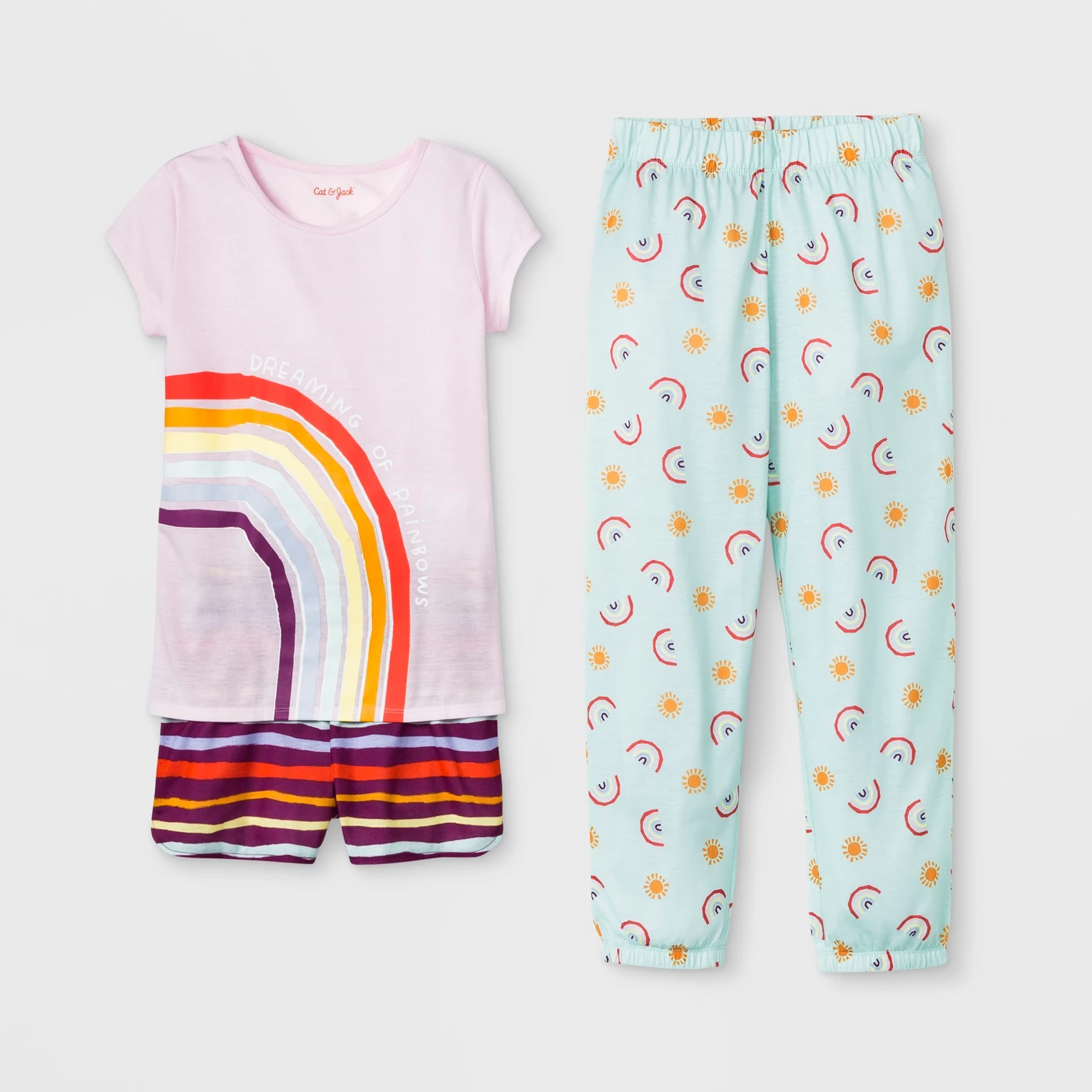 Girls' Rainbow 3pc Pajama Set - Cat & Jackâ„¢ Pink - image 1 of 1
