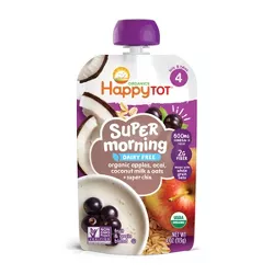 HappyTot Super Morning Organic Apples Acai Coconut Milk & Oats with Super Chia Baby Food Pouch - 4oz