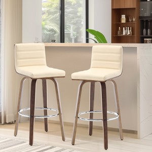 Bekrvio 26"/29" Swivel Bar Stools Set of 1/2/3/4, Faux Leather Upholstered Counter Chairs with Wood Legs, Mid-Century Seating for Kitchen Island - 1 of 4