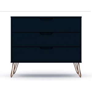 Sapphtopaz Modern Dresser with 3 Drawers Mid-Century TV Stand with Handle & Metal Splayed Legs Storage Cabinet Closet for Bedroom - 1 of 4
