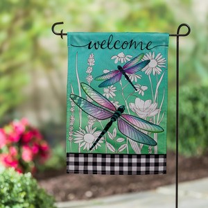 Evergreen Dragonflies and Wildflowers Garden Linen Flag 12.5 x 18 Inches Indoor Outdoor Decor - 1 of 4