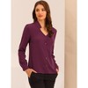 Allegra K Women's Elegant V Neck Work Office Button Up Shirt - 2 of 4