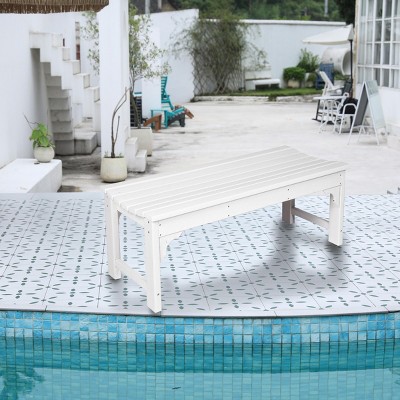 Wooden Backless Patio Bench,Outdoor Patio Bench With All Weather Resistant With UV Protection,Patio Chair -The Pop Home