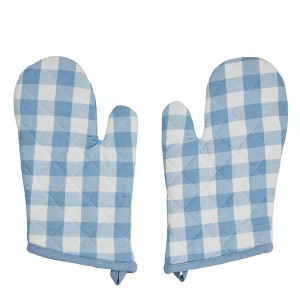 Annie Buffalo Check Blue Oven Mitt Set of 2 VHC Brands - 1 of 3