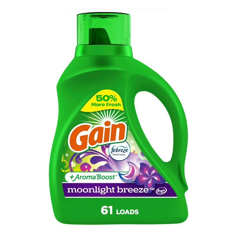 Gain + Aroma Boost Moonlight Breeze Scent HE Compatible Liquid Laundry Detergent Soap, 1 of 10