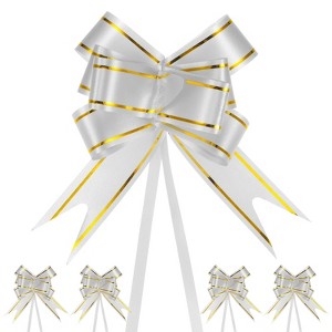 Unique Bargains Plastic Durable Glossy Appearance Waterproof Gift Wrap Satin Pull Bows 100 Count - 1 of 4