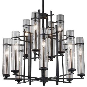 Generation Lighting Ethan 30" Forged Iron 2-Tier 12-Light Chandelier - 1 of 2