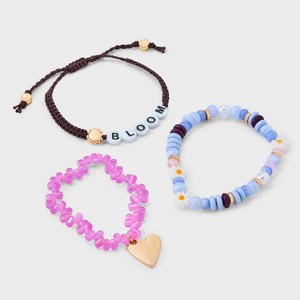 Mixed Semi-Precious Lace Agate and Bloom Beaded Bracelet Set 3pc - Universal Thread™ - 1 of 4