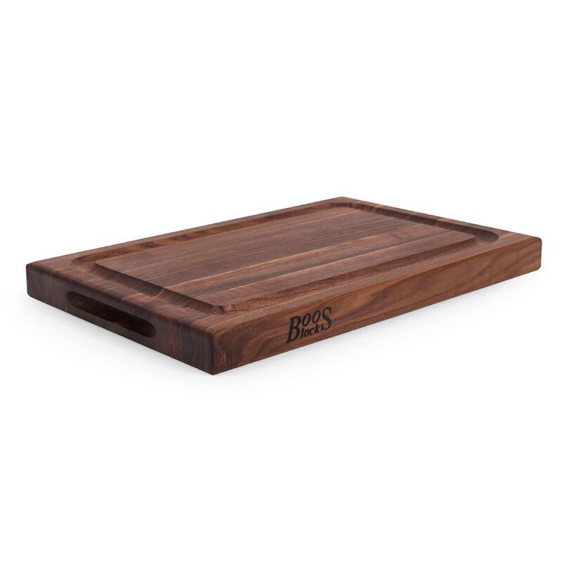 John Boos Reversible 18 Inch Wide 1.5 Inch Thick BBQ Barbecue Carving Cutting Board with Deep Juice Groove, 12 x 18 x 1.5 Inches, Walnut, 1 of 7