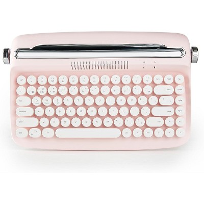 MaseiKar Wireless Typewriter Keyboard, Bluetooth Connection, Cute Retro Aesthetic Design with Integrated Stand for Tablet, Phone, PC, Win/Mac