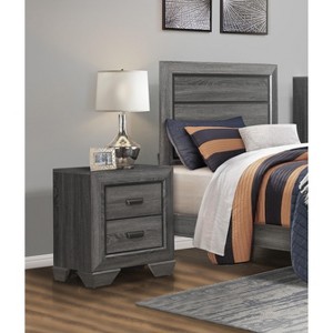 NicBex Nightstand with 2 Drawers,1pc Side Table with Black Cup Pulls  and Brown Finish,23.5 inch Bedside Table for Bedroom,Living Room,Brown/Gray - 1 of 4