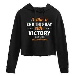 Women's - Yellowstone - I'd Like To End This Day With A Victory Cropped Graphic Hoodie - 1 of 4