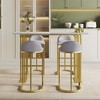 LOVMOR 5 Pcs Bar Table and Chairs Set, Modern Gold White Table with 4 Velvet Cushion Bar Stools - 2 of 4