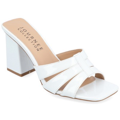 Journee Collection Womens Ellington Inset Covered Block Heel Slip On Sandals