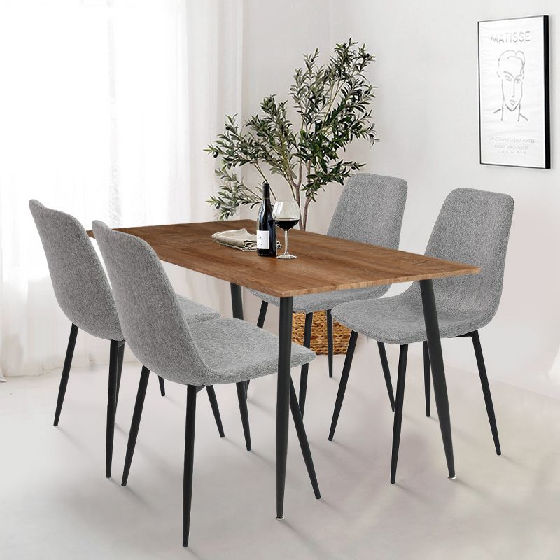 Charls+Bingo 5-Piece Metal Legs and 4 Upholstered Chairs Modern Rectangular Dining Table Furniture Set-The Pop Maison, 4 of 12