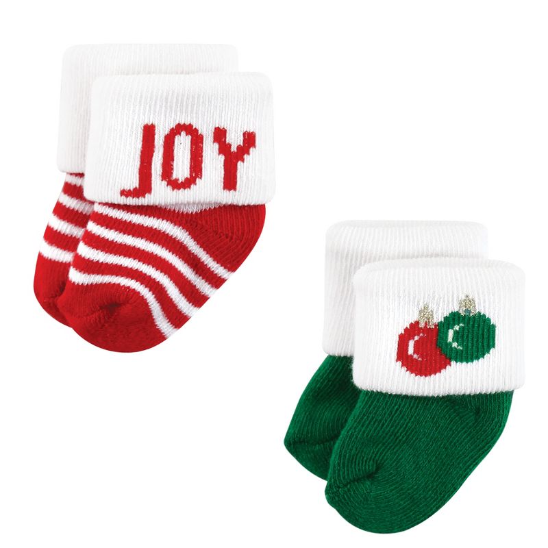 Hudson Baby Infant Boys Cotton Rich Newborn and Terry Socks, 12 Days Of Christmas Santa, 5 of 9