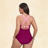 Women's Plus Size Color Block Swimsuit with V-Neck and Crisscross Back - Cupshe - 4 of 4