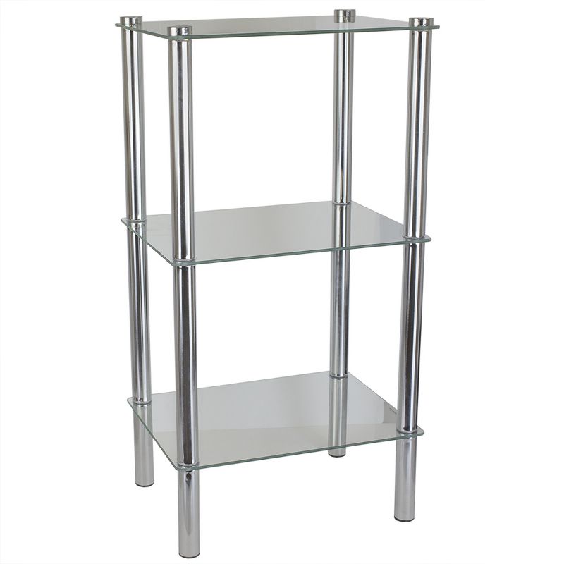 Home Basics 3 Tier Multi Use Rectangle Glass Corner Shelf, Clear, 3 of 6
