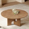 TiramisuBest 31.5" Round Rustic Ash Wood Veneer Coffee Table, Small Modern Center Table for Living Room,Wood Construction,Walnut - 2 of 4