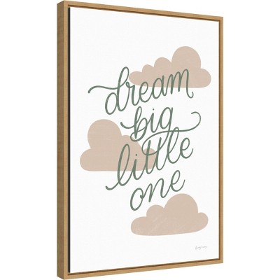 Dream Big Little One Beige and Green Canvas Nursery Print