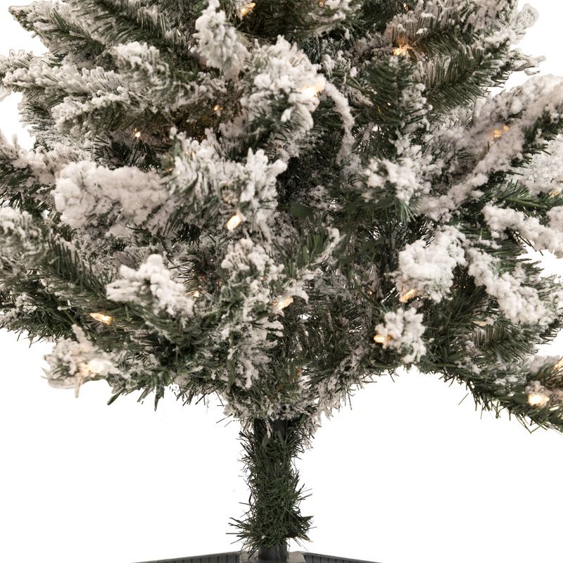 Northlight 4' Pre-Lit Flocked Pine Slim Artificial Christmas Tree, Clear Lights, 5 of 8