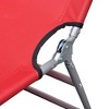vidaXL Patio Lounge Chair Folding Sunlounger Outdoor Poolside Sunbed Steel - Red - 4 of 4