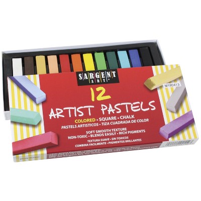 Sargent Art Square Chalk Pastel Set, Assorted Colors, set of 12