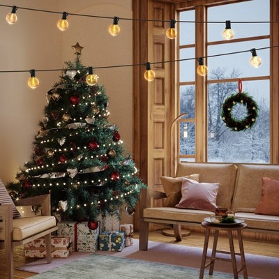 Warm White LED 24ft Globe String Lights with Black Wire