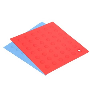 Unique Bargains Heat Resistant Non-slip Flexible Durable Trivet Light Blue, Red 2 Pcs - 1 of 3