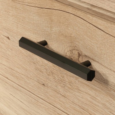 Prime Oak Double Dresser with Black Hardware and Deep Drawers
