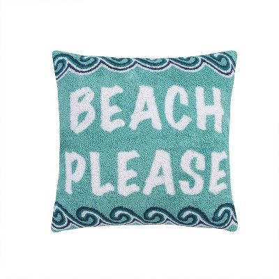 Beach Days Beach Please Decorative Throw Pillow Blue - Homthreads : Target