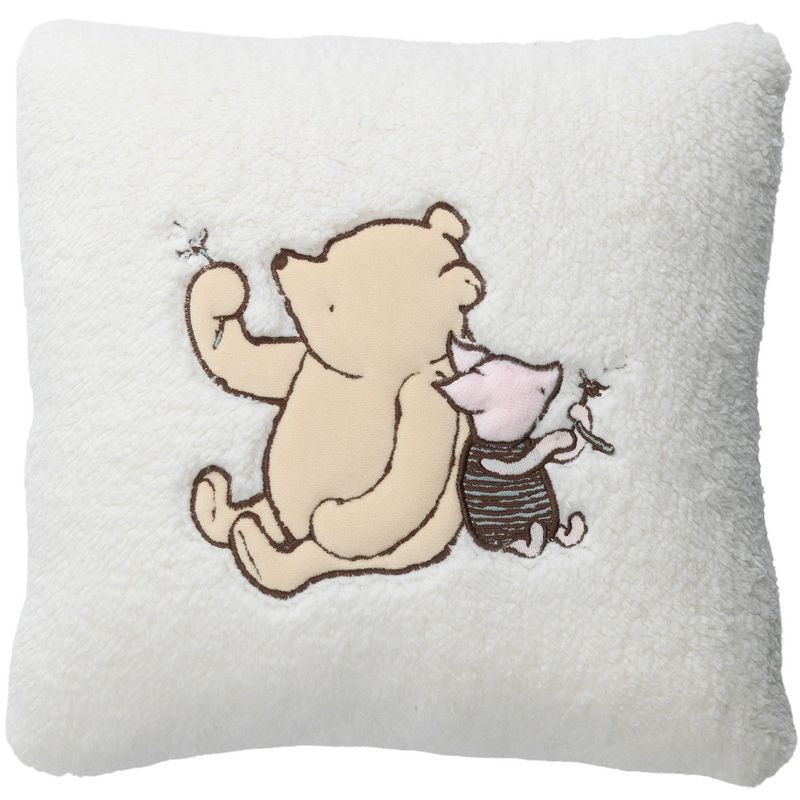Lambs & Ivy Storytime Pooh Soft Faux Shearling Nursery Throw Pillow - Cream, 1 of 6