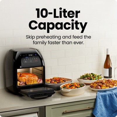 Chefman Black Stainless Steel 10 Qt Digital Air Fryer with Rotisserie