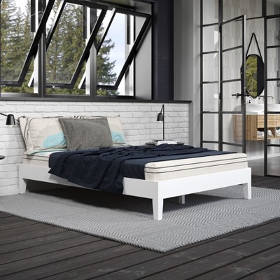 NicBex Wood Twin/Full/Queen Size Platform Bed Frame,Solid Wood Slats Support,6.5" Under Bed Storage,No Box Spring Needed,Noise-Free,Easy Assembly