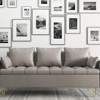 Modern 3-Seater Faux Leather Sofa with Lift-Up Chaise & Hidden Storage – Adjustable Height Lounge Couch with 5 Decorative Pillows, Brown - 2 of 4