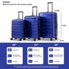 3 Piece Suitcase Set ABS+PC Hardside Luggage Set TSA Checked Large Luggage with Double Spinner Wheels Trave Luggage Set  Blue - 3 of 4