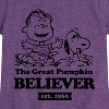 Girls' - Peanuts - The Great Pumpkin Believer Fitted Short Sleeve Graphic T-Shirt - 2 of 4