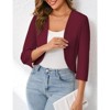 Womens Cropped Blazer Casual Business 3/4 Sleeve Collarless Open Front Cardigan Work Jacket Shrug - 4 of 4